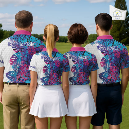 Mens Golf Clothing Monstera Pattern Floral Golf Shirt Custom Men White Golf Polo Best Golf Gifts NYN2936