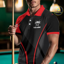 Load image into Gallery viewer, Black And Red Human Play Pool 8 Ball Men's Billiard Shirt Custom Billiard Team League Attire NYN2556