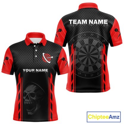 Black & Red Grim Reaper Dartboard Darts Shirt For Men Custom Team Name NYN0365