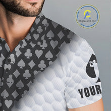 Load image into Gallery viewer, Grey poker golf polo long sleeve shirt for men custom white golf ball team apparel