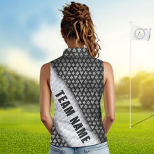 Load image into Gallery viewer, Womens Grey Poker Golf Shirt Custom Poker White Golf Ball Polo, Golf Team Outfits For Golfers NYN3332