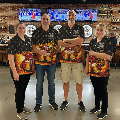Bull & Cheer Beers Dartboard Custom Funny Darts Polo Shirts Men Dart Team Jerseys | Black NYN2272
