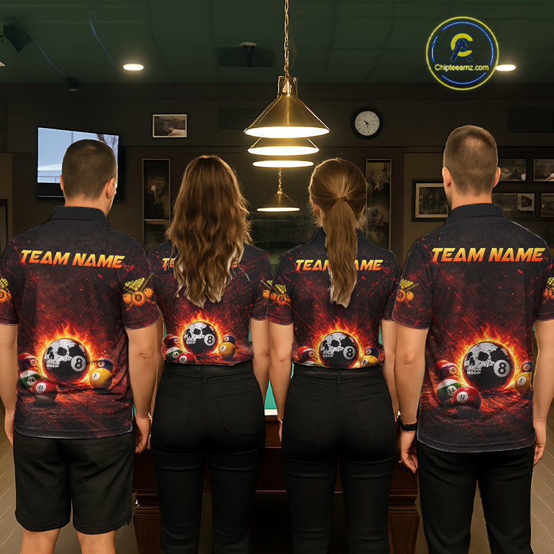 Fire Flame Grunge Pool Ball 3D Billiard Shirt For Women Personalized Skull 8 Ball Billiard Gifts NYN2568