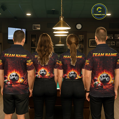 Fire Flame Grunge Pool Ball 3D Billiard Shirt For Women Personalized Skull 8 Ball Billiard Gifts NYN2568