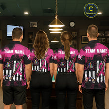 Load image into Gallery viewer, Pink Ribbon Grunge US Flag Patriotic Men Billiard Shirts Custom Breast Cancer Billiard Jerseys  NYN2943