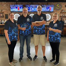 Load image into Gallery viewer, Custom Thunder Lightning Dartboard Women Dart Polo &amp; 1/4-Zip Shirt, Gifts For Dart Players | Blue NYN3337