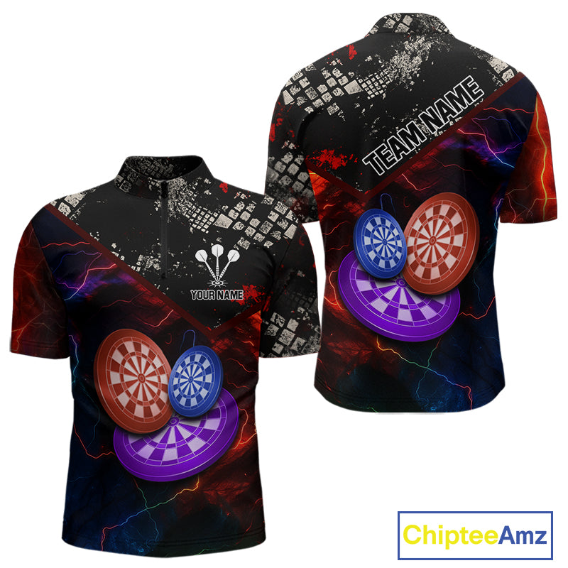 Colorful Thunder Dartboards Grunge Men's Darts Shirt - Custom Name & Team Jersey | Opt1 NYN0634