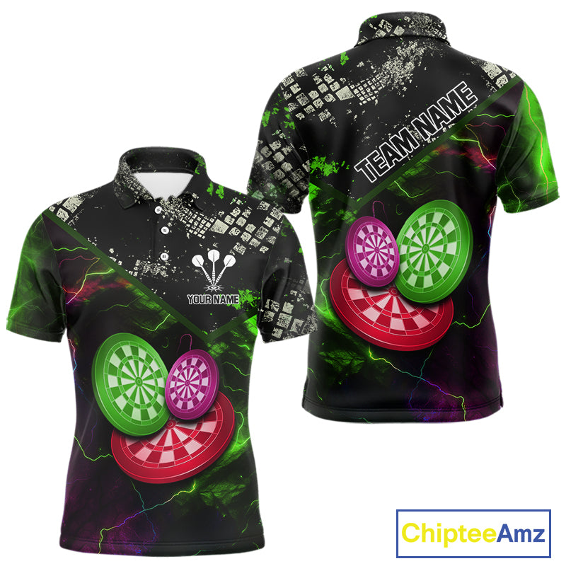 Colorful Thunder Dartboards Grunge Men's Darts Shirt - Custom Name & Team Jersey | Opt2 NYN0635