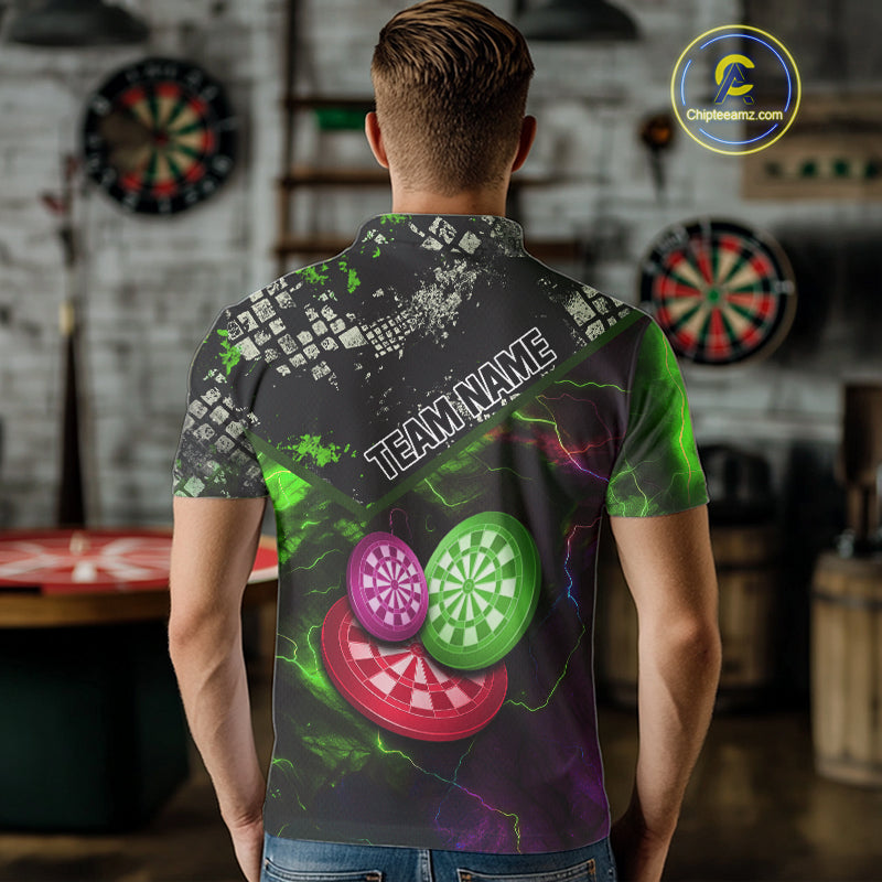 Colorful Thunder Dartboards Grunge Men's Darts Shirt - Custom Name & Team Jersey | Opt2 NYN0635