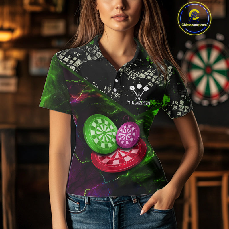 Colorful Thunder Dartboards Grunge Men's Darts Shirt - Custom Name & Team Jersey | Opt2 NYN0635