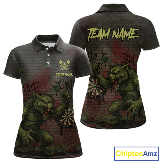 Custom Dripping Grunge Wolf Dartboard Funny Dart Men Polo Shirt Graffiti Dart Jerseys NYN1785