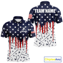 Load image into Gallery viewer, Blue Red American Flag 8 Ball Pool Men Billiard Ball Cue Shirt Custom Patriotic Billiard Team Attire NYN2733