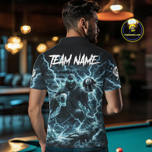 Load image into Gallery viewer, Lightning Turquoise Grim Reaper Beer 8 Ball Pool Men Billiard Shirt Personalized Billiard Team Names NYN2735