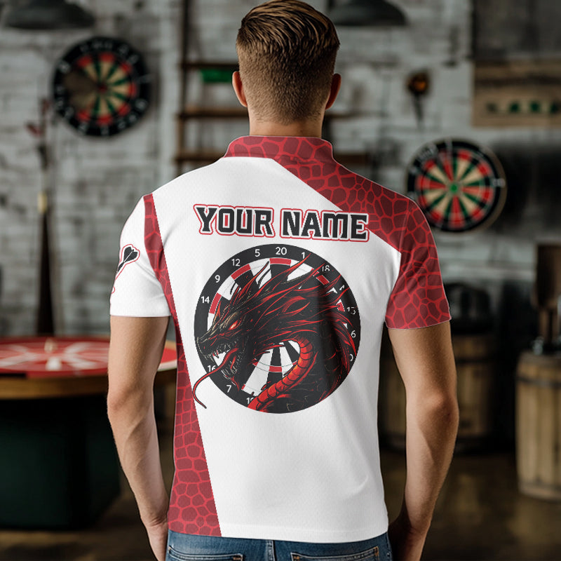 Personalized White-Red Dragon Dartboard Dart Shirts For Men Outfits Dart Team Jerseys NYN0033