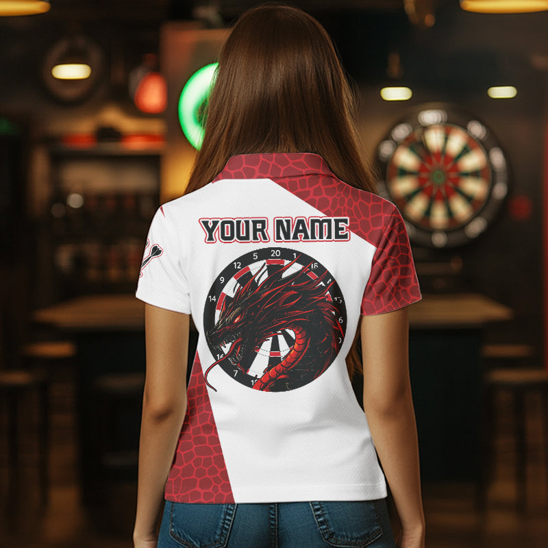 Personalized White-Red Dragon Dartboard Dart Shirts For Women Outfits Dart Team Jerseys NYN0033