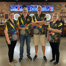 Load image into Gallery viewer, Funny Colorful Rooster Plays Darts Polo &amp; Quarter Zip Shirt Custom Thunder Yellow Men Darts Jersey NYN2949
