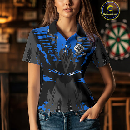 Silver Dartboard Blue Grunge Polo Dart Shirt For Women Personalized Outfits Darts Team Jerseys NYN0855
