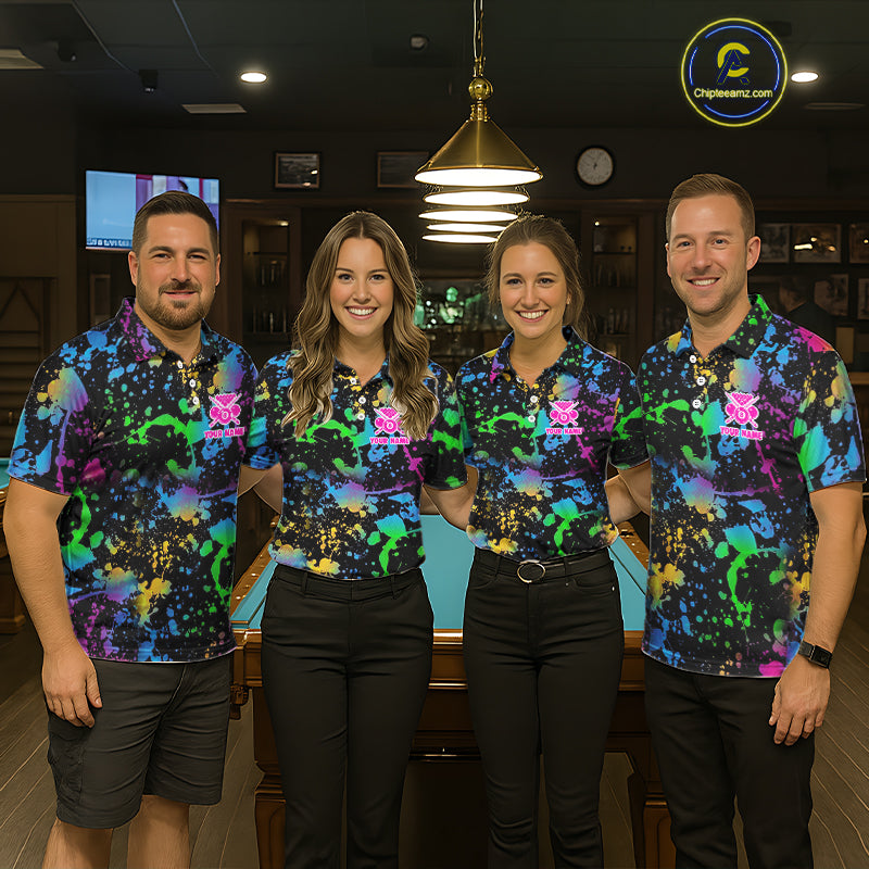 Funny 8 Ball Pool Colorful Paint Splash Custom Name Billiard Shirt For Women Billiard Team Jersey NYN2302