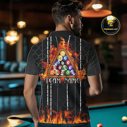 Red Flaming 8 Ball Billiard League Shirts For Men Custom Funny Bear Billiard Team Jerseys NYN2307