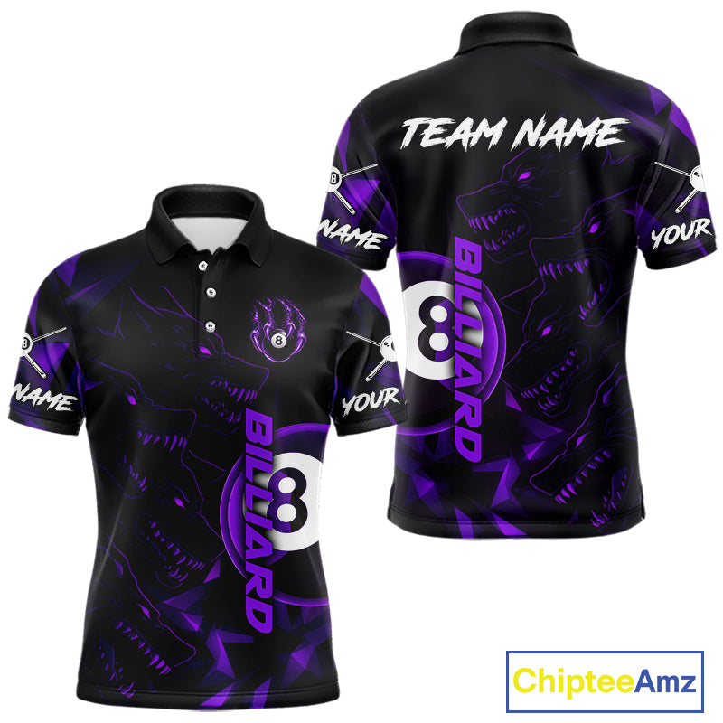 Purple Geometric Wolf 8 Ball Pool Claws Men Billiard Shirt Personalized Pool Balls Billiard Attire NYN2739
