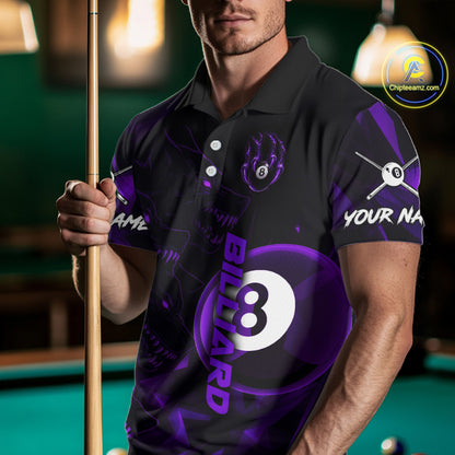 Purple Geometric Wolf 8 Ball Pool Claws Men Billiard Shirt Personalized Pool Balls Billiard Attire NYN2739