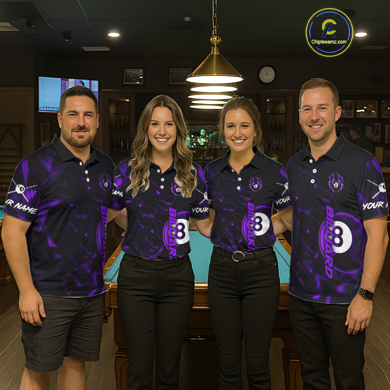Purple Geometric Wolf 8 Ball Pool Claws Men Billiard Shirt Personalized Pool Balls Billiard Attire NYN2739