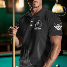 Load image into Gallery viewer, Black 8 Ball Pool Billiard Polo &amp; Quarter-Zip Shirt For Men Personalized Ball Billiard Team Attire NYN2746