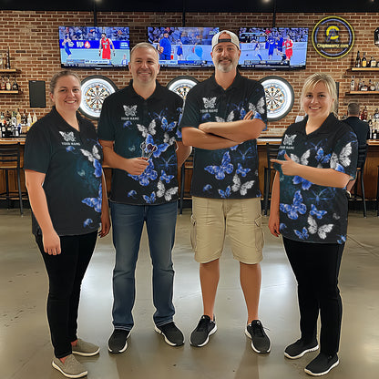 American Flag Eagle Men Darts Polo & 1/4-Zip Shirt Custom Patriotic Outfit Dart Team Jersey | Blue NYN3349