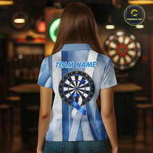 Load image into Gallery viewer, White &amp; Blue Grunge Ribbon Dartboard Dart Shirt For Women Custom Prostate Cancer Dart Team Jerseys NYN3352