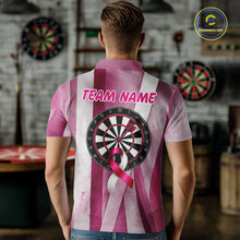 Load image into Gallery viewer, White &amp; Pink Grunge Ribbon Dartboard Dart Shirt For Men Custom Breast Cancer Dart Team Jerseys NYN3353