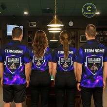 Load image into Gallery viewer, Personalized Blue Holographic Billiard Ball Shirt For Women Pool 8 Ball Billiard Team Jersey NYN2312
