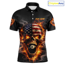 Load image into Gallery viewer, Skull Flaming Pool 8 Ball &amp; 9 Ball Billiard Shirt For Men Personalized 3D Ball Billiard Attire NYN2586
