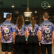 Load image into Gallery viewer, US Flag Grunge Eagle Pool 8 Ball &amp; Cue Billiard Shirt For Men Custom Patriotic Billiard Attire NYN2588