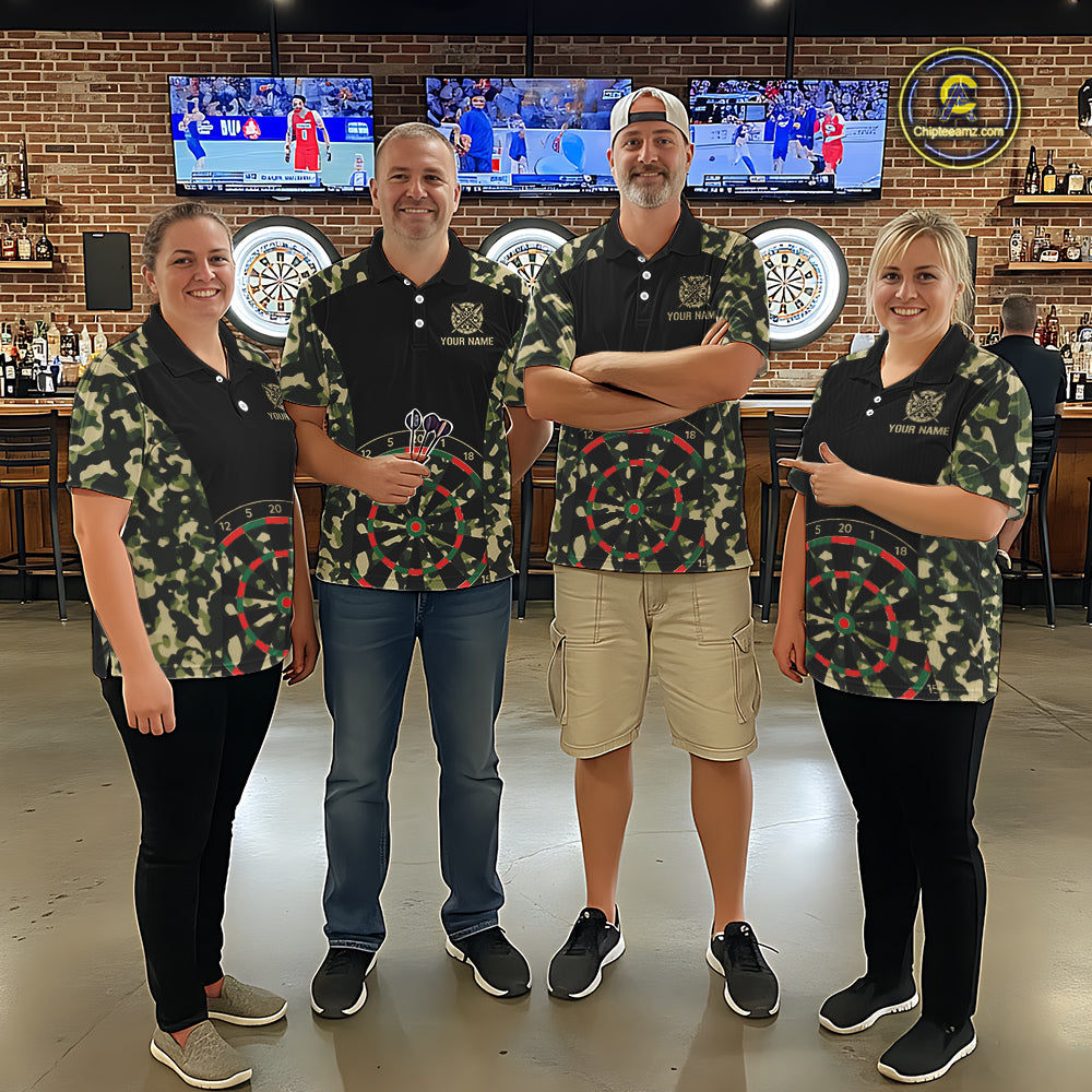Custom Camouflage Pattern Dartboard Darts Polo Shirts For Women Outfits Darts Jerseys NYN2754