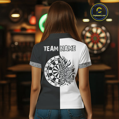 White And Black Dartboards Polynesian Tribals Dart Shirts For Women, Dart Jerseys NYN0048