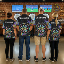 Load image into Gallery viewer, Holographic Splatter Dartboard Men Dart Shirt Custom Name Grunge Ribbon Dart Jersey For Darters NYN2967