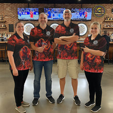 Load image into Gallery viewer, Personalized Men Rhino Dart Polo &amp; Quarter-Zip Shirt Custom Name Team Red Flaming Rhino Dart Jersey NYN3360