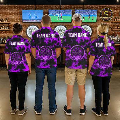 Thunder & Lightning Purple Dartboard Darts Shirt Custom Team Shirt For Men, Gift For Darts Players NYN3364
