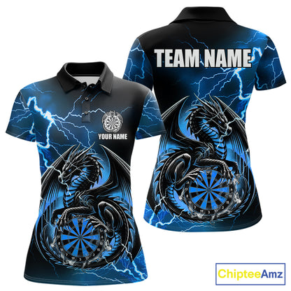 Personalized blue thunder dragon dart polo shirt for women custom team jersey
