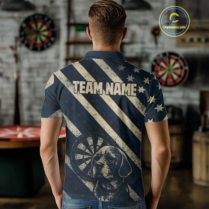 Custom Blue Grunge Dog Dartboard Darts Jersey For Men Outfit Patriotic Dart Team Jersey  NYN1276