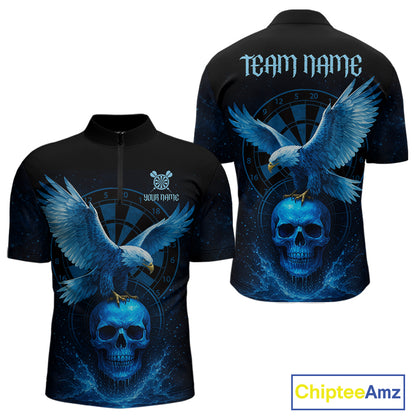 Custom Blue Skull Eagle Dartboard Darts Shirt For Men Personalized Dart Team Jersey  NYN1277