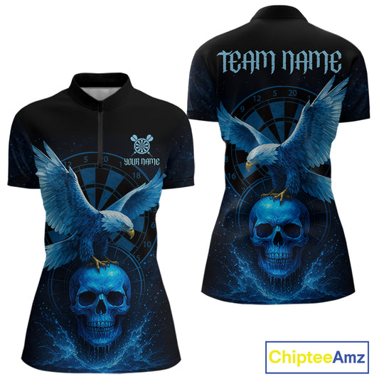 Custom Blue Skull Eagle Dartboard Darts Shirt For Women Personalized Dart Team Jersey  NYN1277