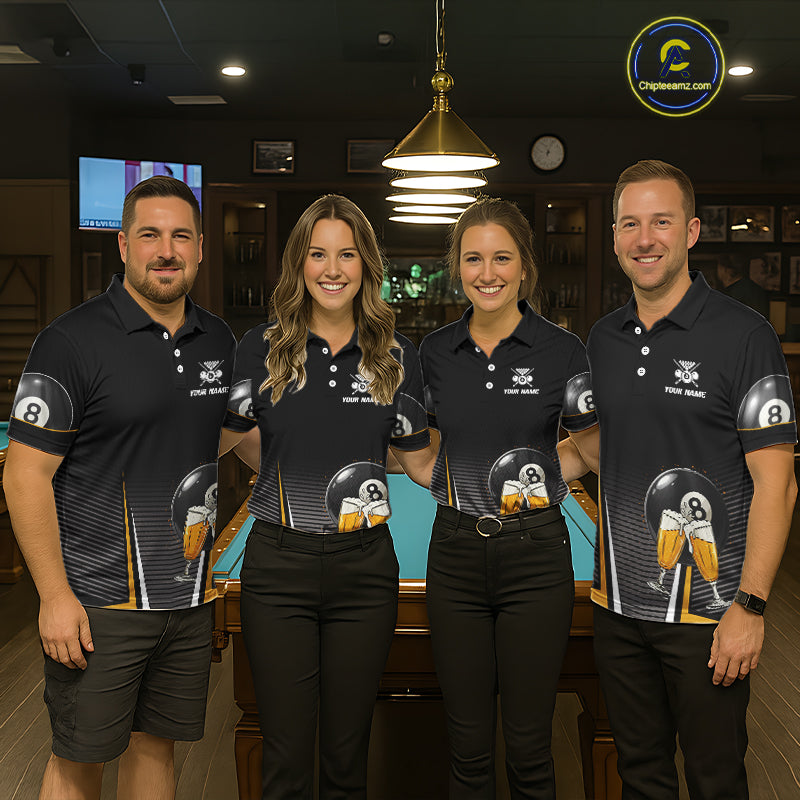 Custom Funny Cheer Beer & 8 Ball Men's Billiard Shirts Personalized Billiard Apparel Gifts NYN2326
