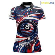 Load image into Gallery viewer, Custom US Flag Pool 8 Ball Billiard Shirt For Women Personalized Patriotic Ball Billiard Attire NYN2591