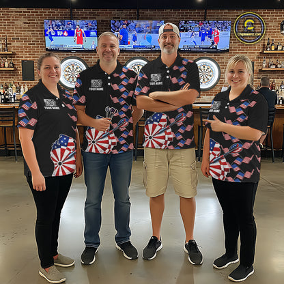 Custom American Flag Pattern Dartboard Darts Polo Shirts For Men Patriotic Darts Team Jerseys NYN2756