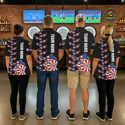 Custom American Flag Pattern Dartboard Darts Polo Shirts For Men Patriotic Darts Team Jerseys NYN2756