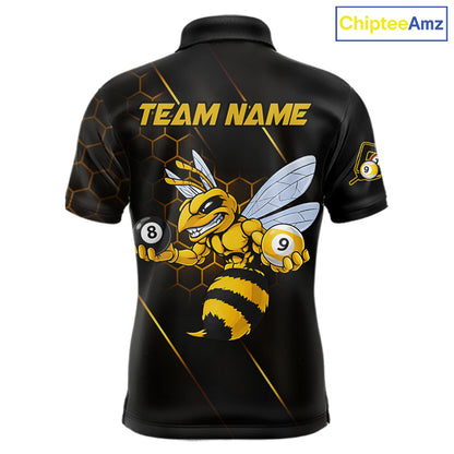 Yellow Hexagon Funny Bee 8 Ball & 9 Ball Pool Billiard Jerseys For Men Custom Billiard Team Appeal NYN2758