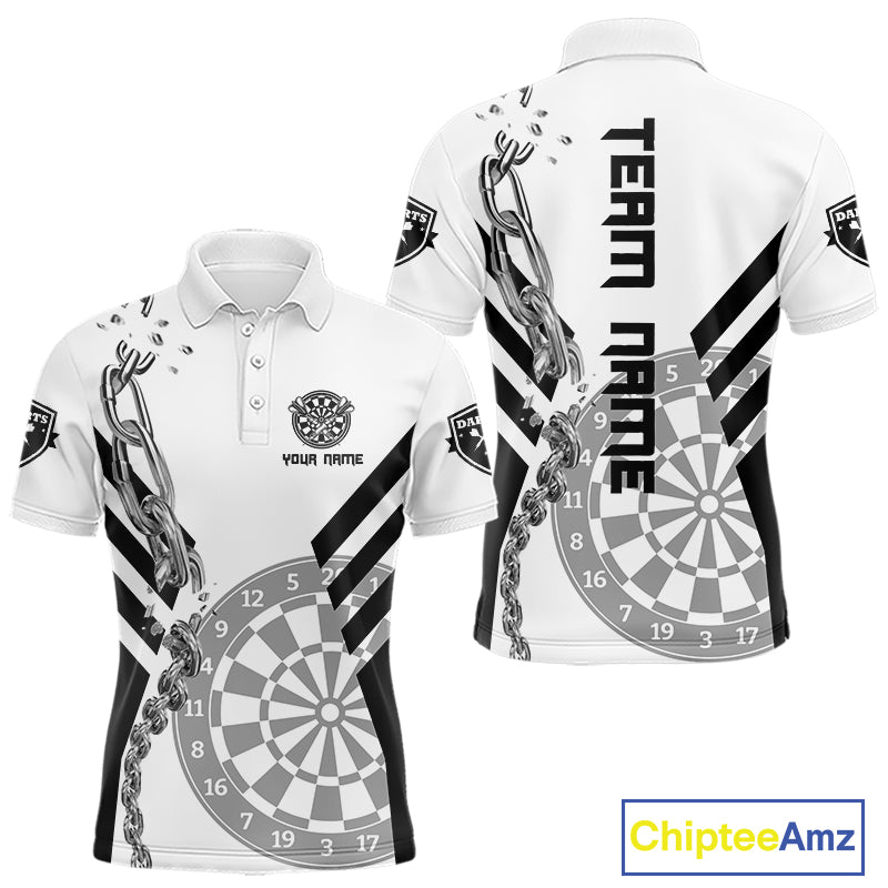 Silver Chains White And Black Dartboards Dart Shirts For Men, Dart Team Jerseys NYN0054