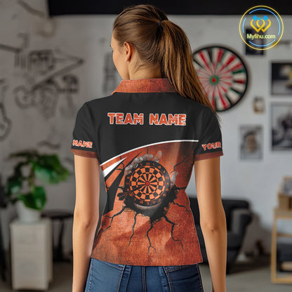 Hand Holding Orange Dartboards Cracked Grunge Dart Shirts For Women, Dart Jerseys NYN0056