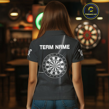 Halftone Pattern Dartboard White In Lines Grunge Dart Shirts For Women, Dart Jerseys NYN0057